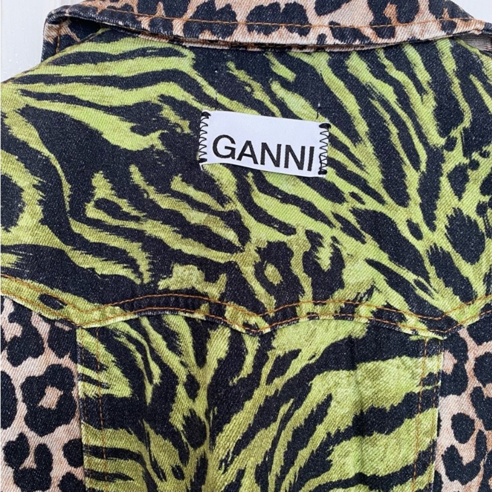 Gianni Green /Brown Leopard Animal Print Shirt/ Dress Jacket SZ 0/32 - Picture 4 of 7